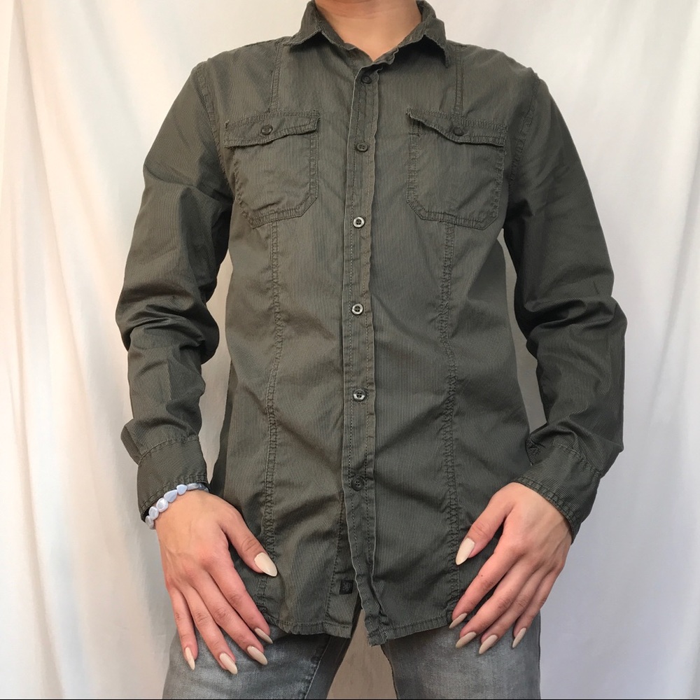 Cotton On Grey Pinstripe Button Up